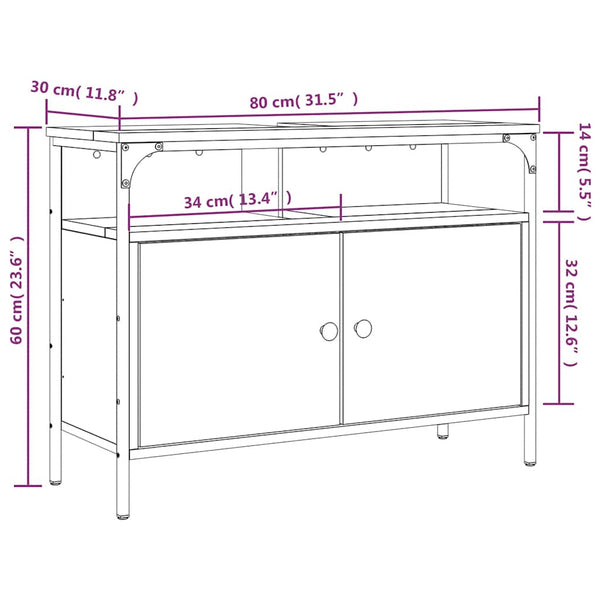 Waschbeckenunterschrank Sonoma-Eiche 80 cm