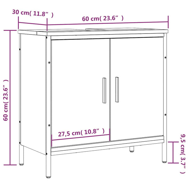 Waschbeckenunterschrank Grau Sonoma 60 cm