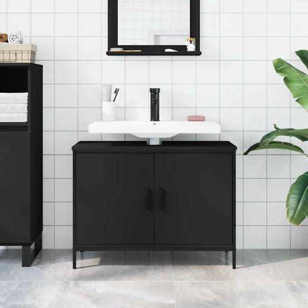 Waschbeckenunterschrank Schwarz 80x60 cm