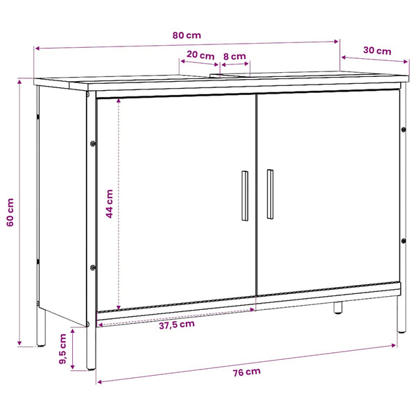 Waschbeckenunterschrank Schwarz 80x60 cm