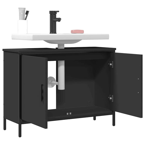 Waschbeckenunterschrank Schwarz 80x60 cm