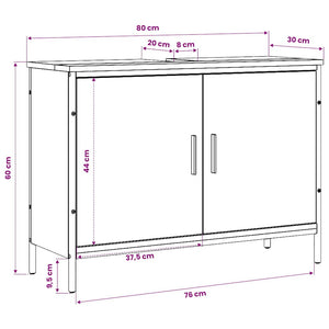 Waschbeckenunterschrank Räuchereiche 80 cm
