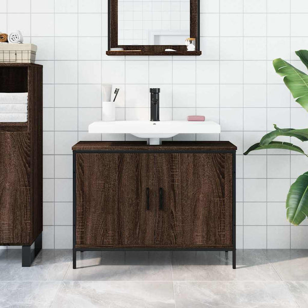 Waschbeckenunterschrank Braun Eiche 80 cm