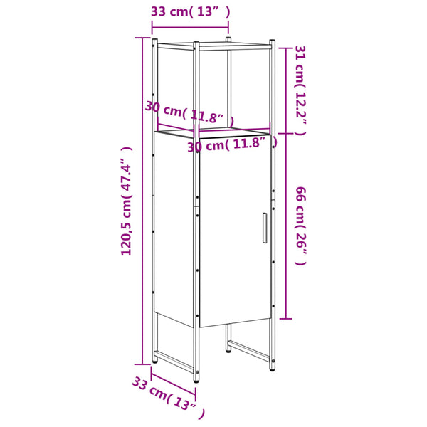 Schwarzer Badschrank 33x33x120,5 cm
