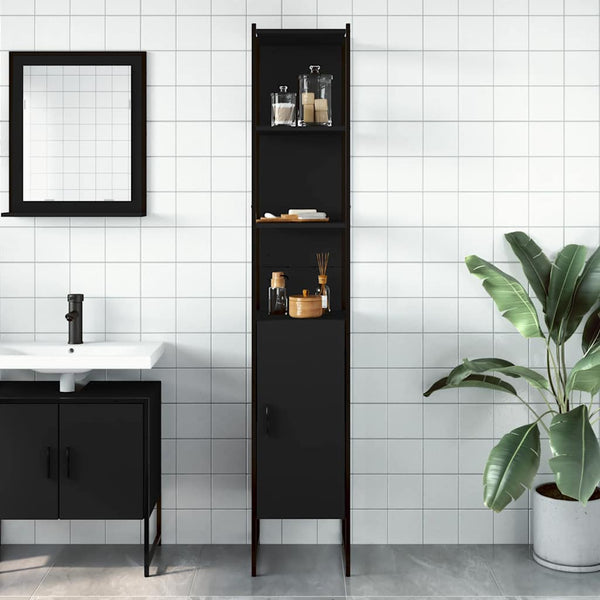 Schwarzer Badschrank 33x33x185,5 cm