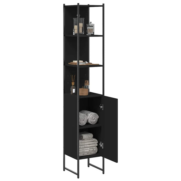 Schwarzer Badschrank 33x33x185,5 cm