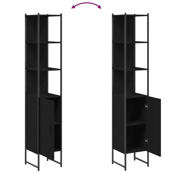 Schwarzer Badschrank 33x33x185,5 cm