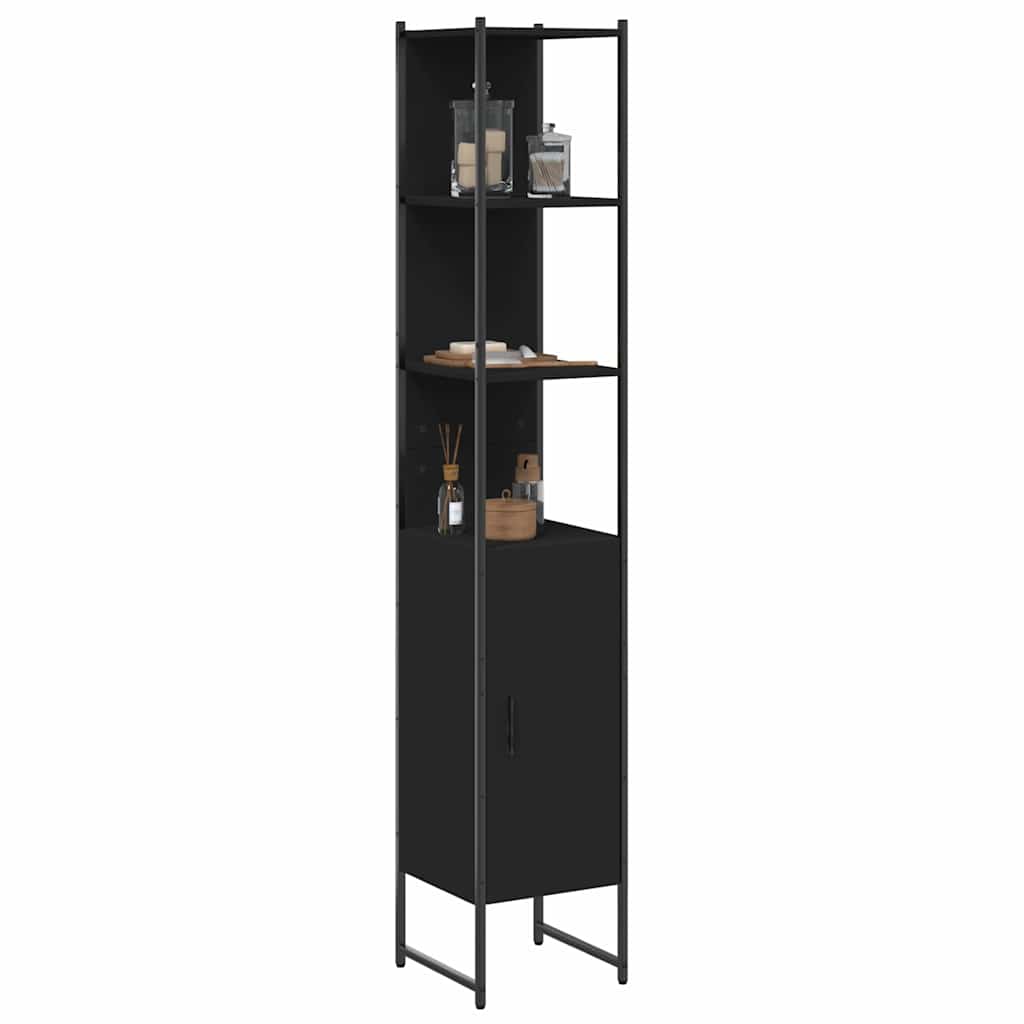 Schwarzer Badschrank 33x33x185,5 cm