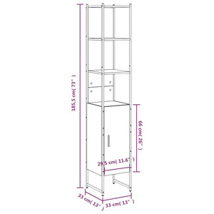 Badschrank Räuchereiche 33x33x185,5 cm