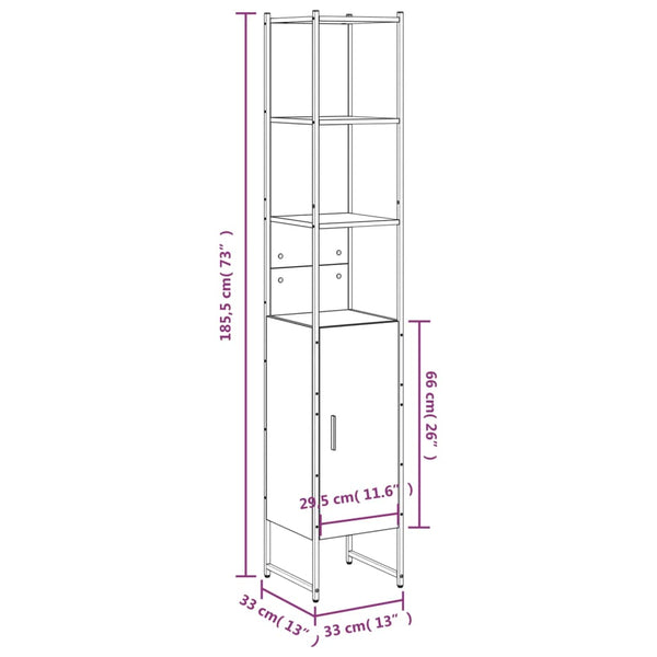 Badschrank Räuchereiche 33x33x185,5 cm