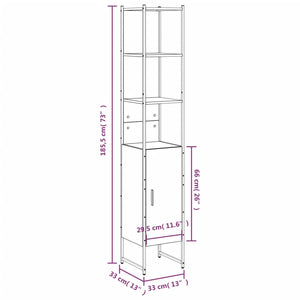Badschrank Grau Sonoma 33x33x185,5 cm