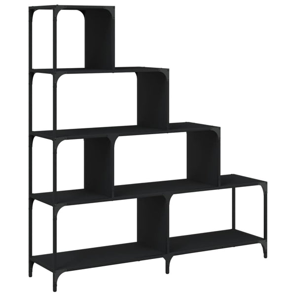 Schwarzes Bücherregal mit 4 Etagen