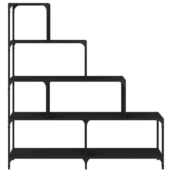 Schwarzes Bücherregal mit 4 Etagen