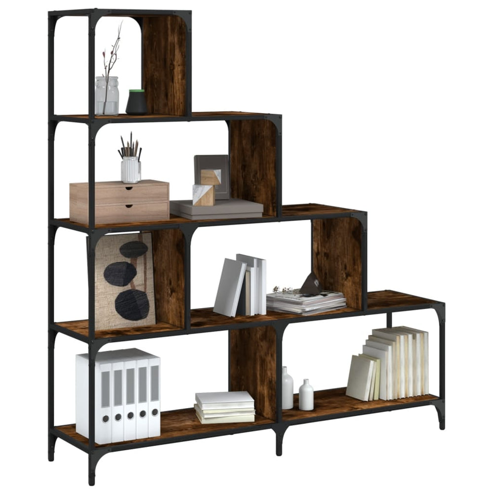 vidaXL Bibliothèque 4 étagères Chêne fumé 139x33,5x149 cm Matériau à base de bois