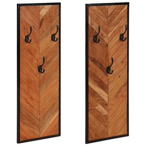 Wandgarderobe 2er Set Akazie Massivholz 35x90cm