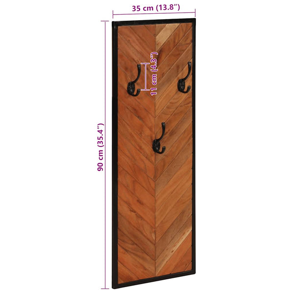 Wandgarderobe 2er Set Akazie Massivholz 35x90cm