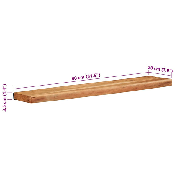 Wandregale 80x20 cm Akazie Massivholz 2er Set