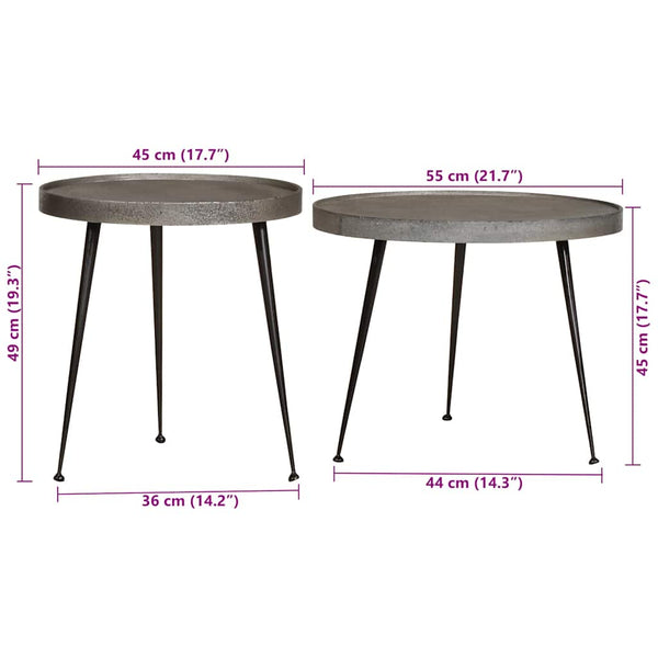Silberne Couchtische, 2er-Set