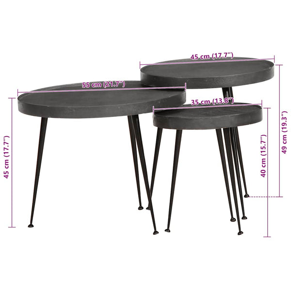 Schwarze Couchtische 3er Set
