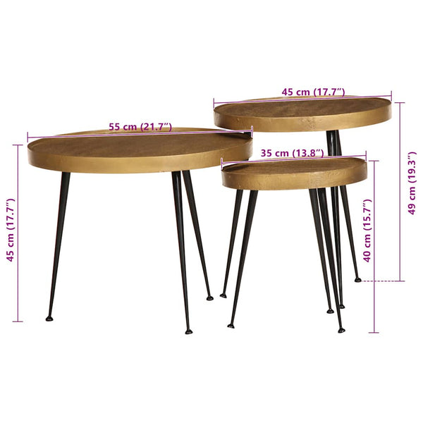 Goldener Couchtisch 3er Set