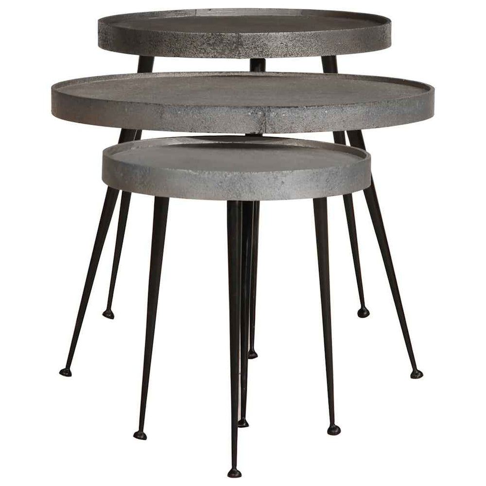 Silberner Couchtisch 3er Set