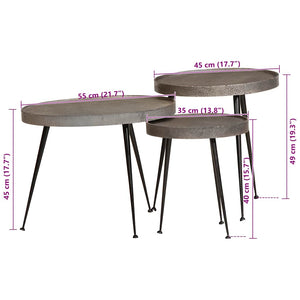 vidaXL Tables basses 3 pcs Argenté Bois d'ingénierie