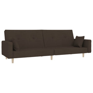 Schlafsofa 2-Sitzer Dunkelbraun mit Kissen