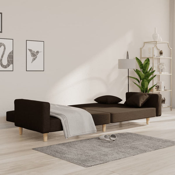 Schlafsofa 2-Sitzer Dunkelbraun mit Kissen