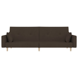 Schlafsofa 2-Sitzer Dunkelbraun mit Kissen