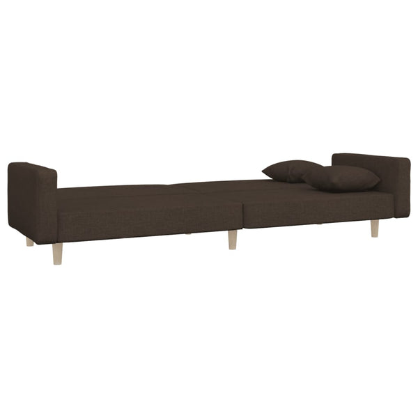 Schlafsofa 2-Sitzer Dunkelbraun mit Kissen