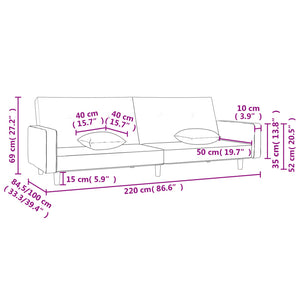 Schlafsofa 2-Sitzer Dunkelbraun mit Kissen