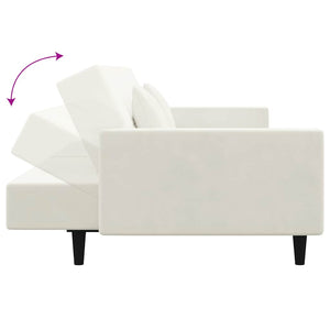 Schlafsofa 2-Sitzer Creme Samt mit Kissen
