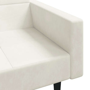Schlafsofa 2-Sitzer Creme Samt mit Kissen
