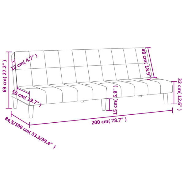 vidaXL Canapé convertible 2 places Gris clair Tissu