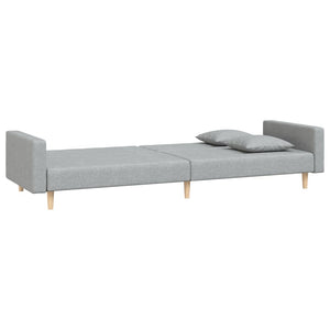 Schlafsofa 2-Sitzer Hellgrau mit Kissen