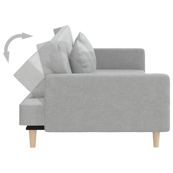 Schlafsofa 2-Sitzer Hellgrau mit Kissen