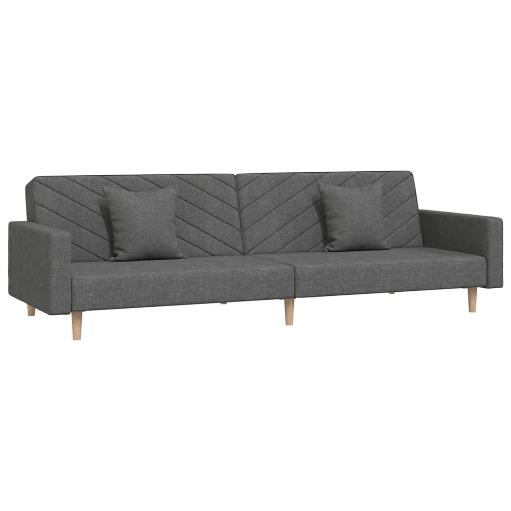 vidaXL Canapé-lit 2 places avec 2 oreillers Tissu gris foncé