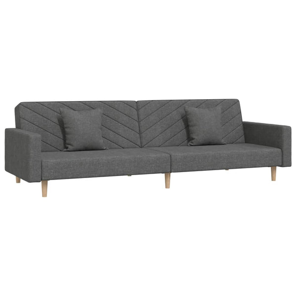 Schlafsofa 2-Sitzer Dunkelgrau mit Kissen