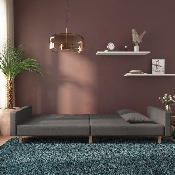 Schlafsofa 2-Sitzer Dunkelgrau mit Kissen