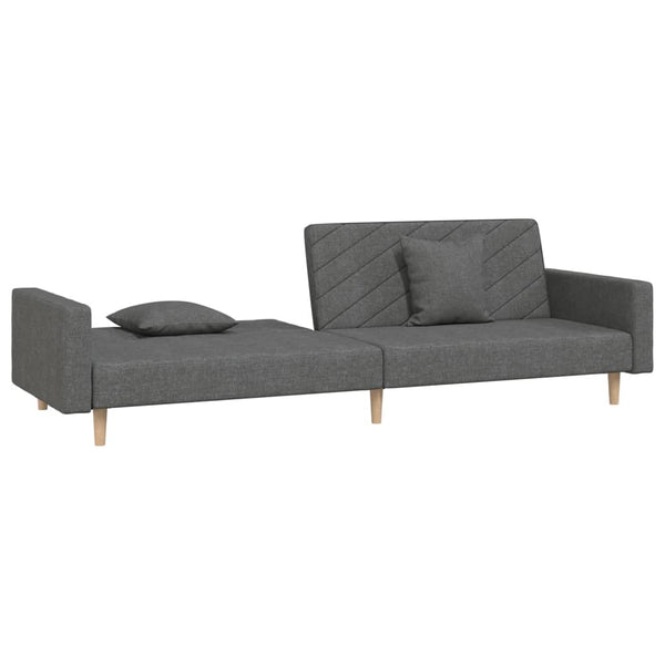 Schlafsofa 2-Sitzer Dunkelgrau mit Kissen
