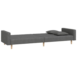 Schlafsofa 2-Sitzer Dunkelgrau mit Kissen