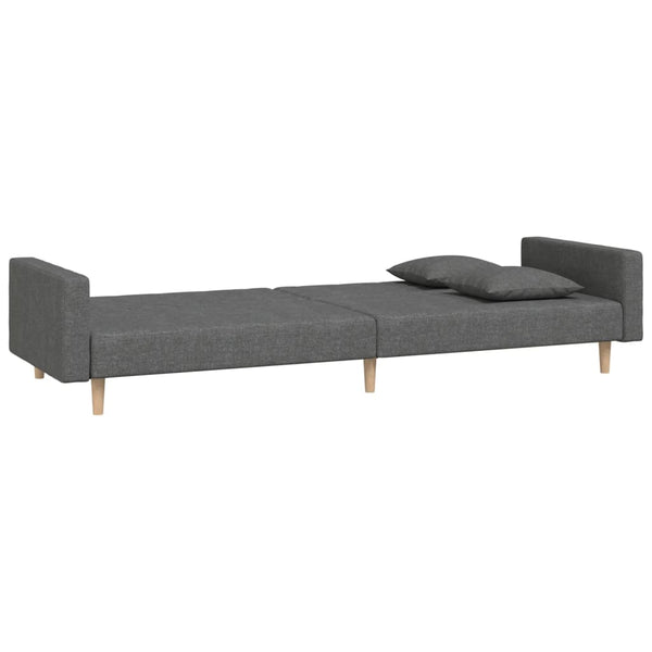 Schlafsofa 2-Sitzer Dunkelgrau mit Kissen