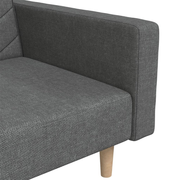 Schlafsofa 2-Sitzer Dunkelgrau mit Kissen