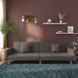 Schlafsofa 2-Sitzer Dunkelgrau mit Kissen