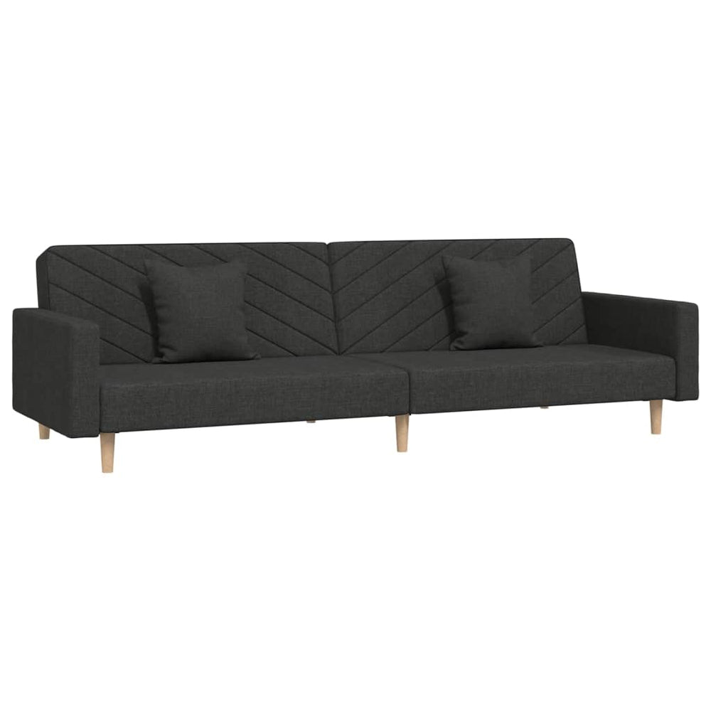 Schlafsofa 2-Sitzer Schwarz mit Kissen