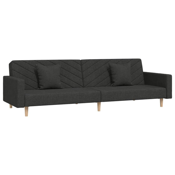 Schlafsofa 2-Sitzer Schwarz mit Kissen