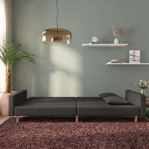 Schlafsofa 2-Sitzer Schwarz mit Kissen