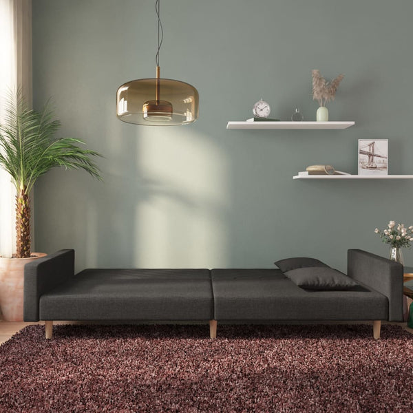 Schlafsofa 2-Sitzer Schwarz mit Kissen