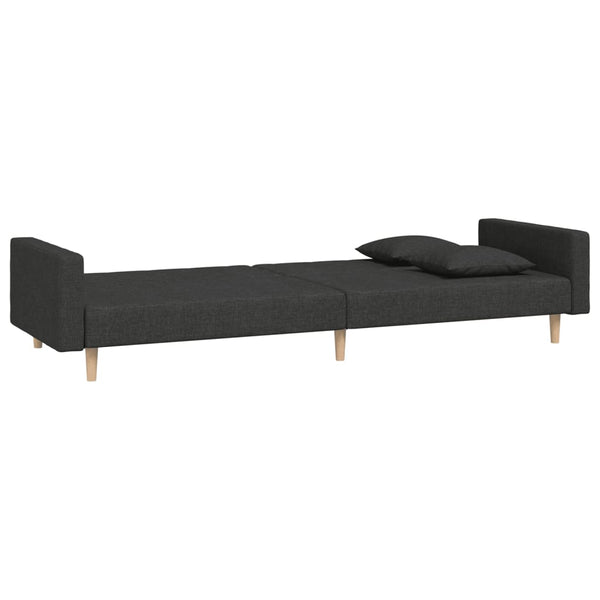 Schlafsofa 2-Sitzer Schwarz mit Kissen