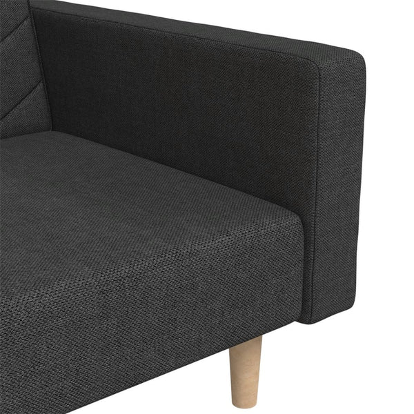 Schlafsofa 2-Sitzer Schwarz mit Kissen